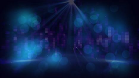 animación de pared de luz parpadeante y puntos azules de luz en la pista de baile de un lugar vacío