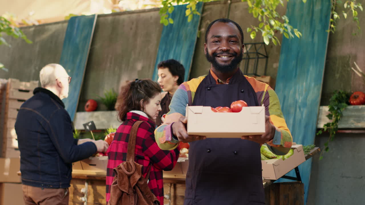 People shopping for fresh produce at a farmers market