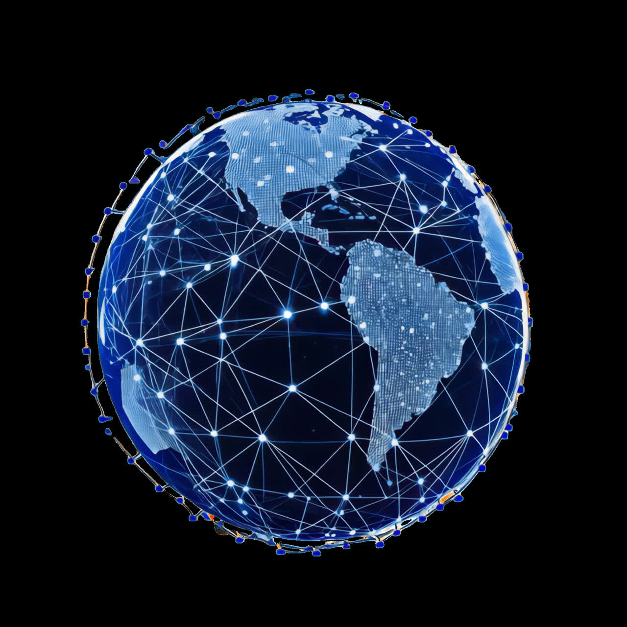 Digital globe with network connections animation isolated asset, transparent 4K video, alpha