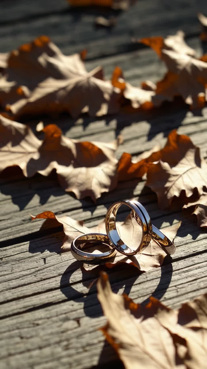 Wedding Rings on Autumn Leaves