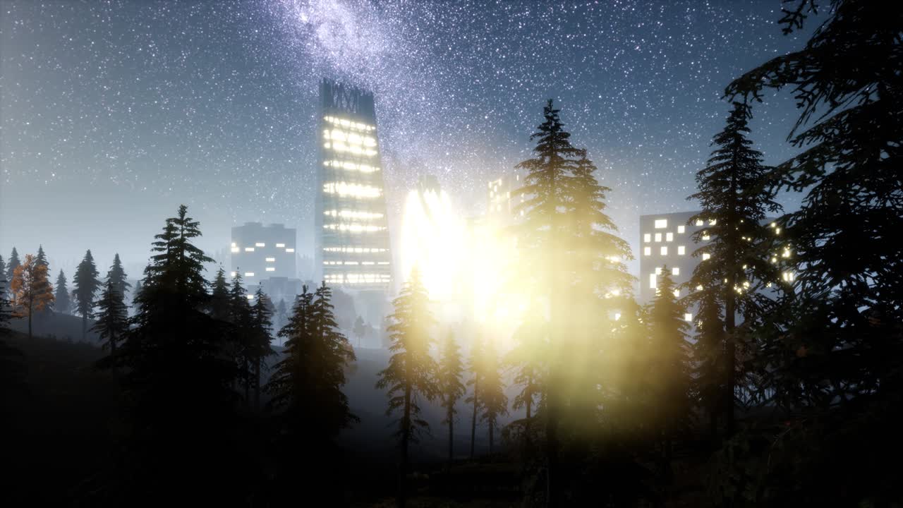 rascacielos de la ciudad por la noche