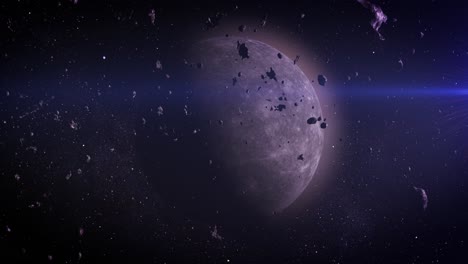 mercurio con campo de asteroides
