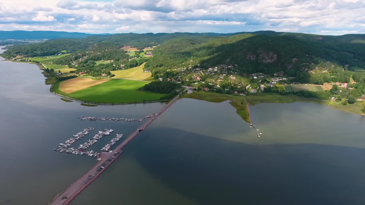 공중 영상 아름다운 노르웨이의 자연.