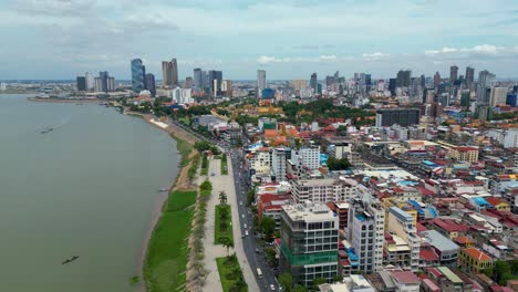aerial view of phnom penh, cambodia