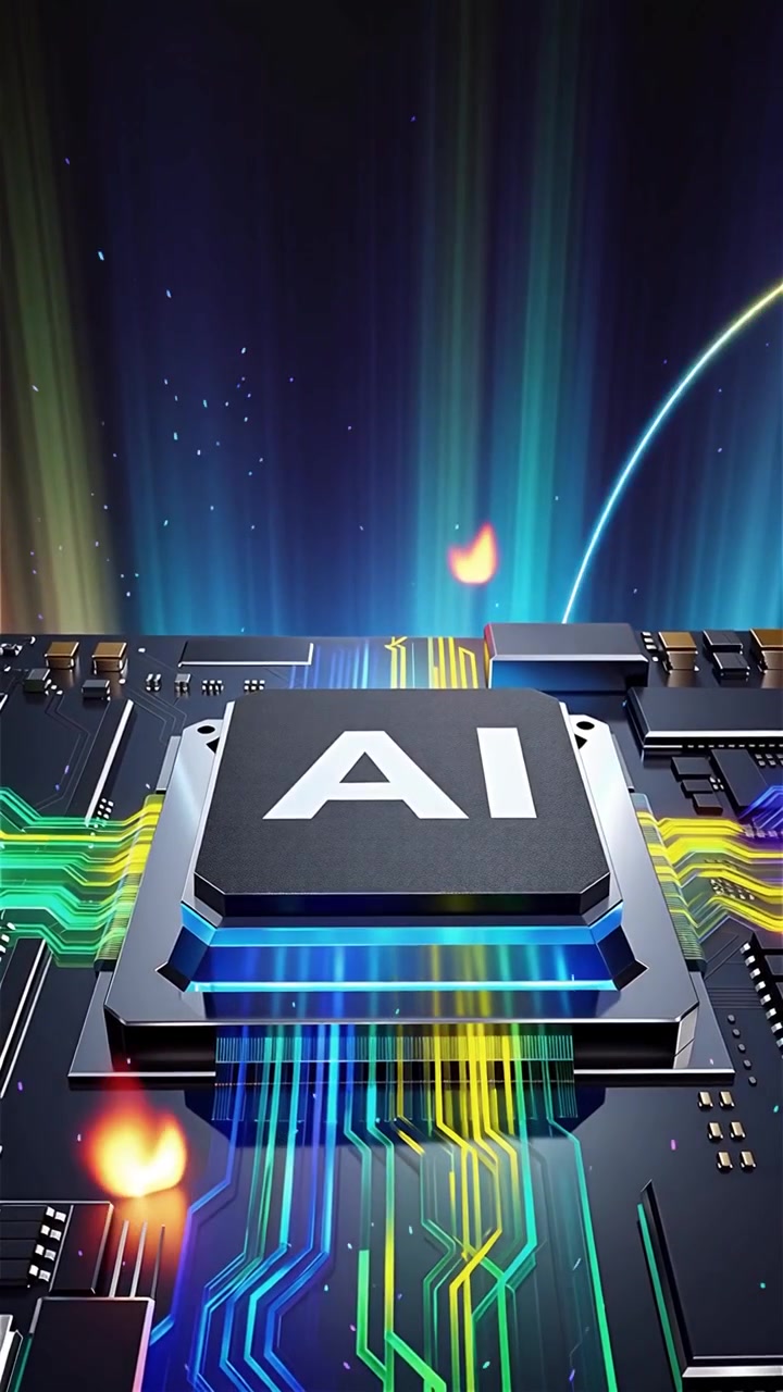 Futuristic AI Chip Motherboard Technology Background