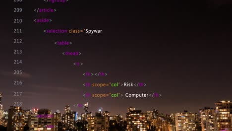 Animation of data processing over cityscape