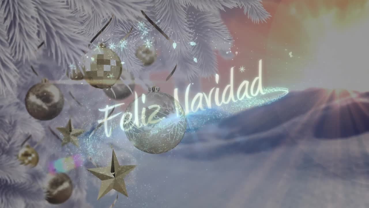 animación de paisajes de invierno con texto feliz navidad