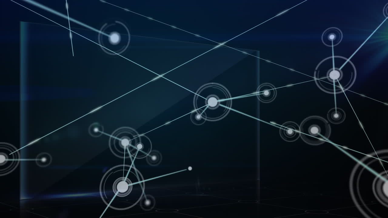 animación de la red de conexiones con puntos sobre fondo oscuro