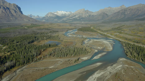 beautiful river valley in rocky mountain range, near nordegg, alberta, canada