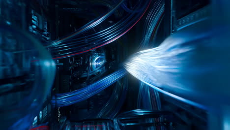 fiber optic cables in a data center
