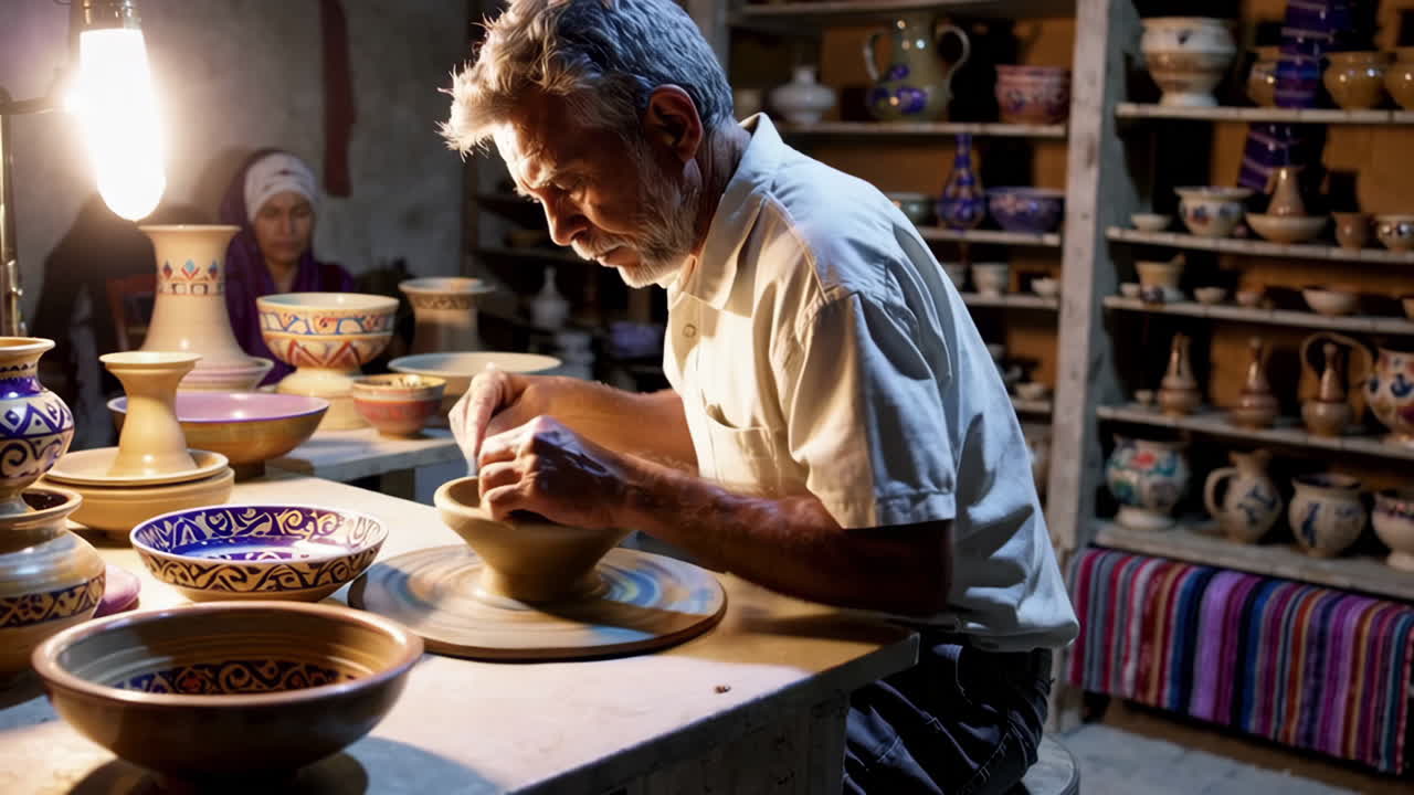 El artesano de la cerámica en el trabajo