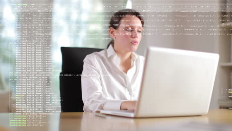 business woman with techniology data overlayed