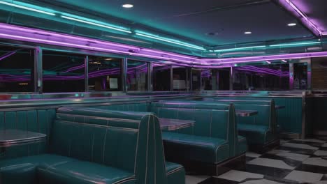 retro diner interior with neon lights
