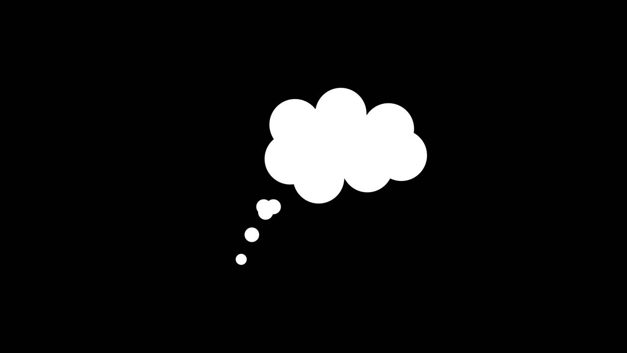 Animated Thought Bubble Appearing on Black Background