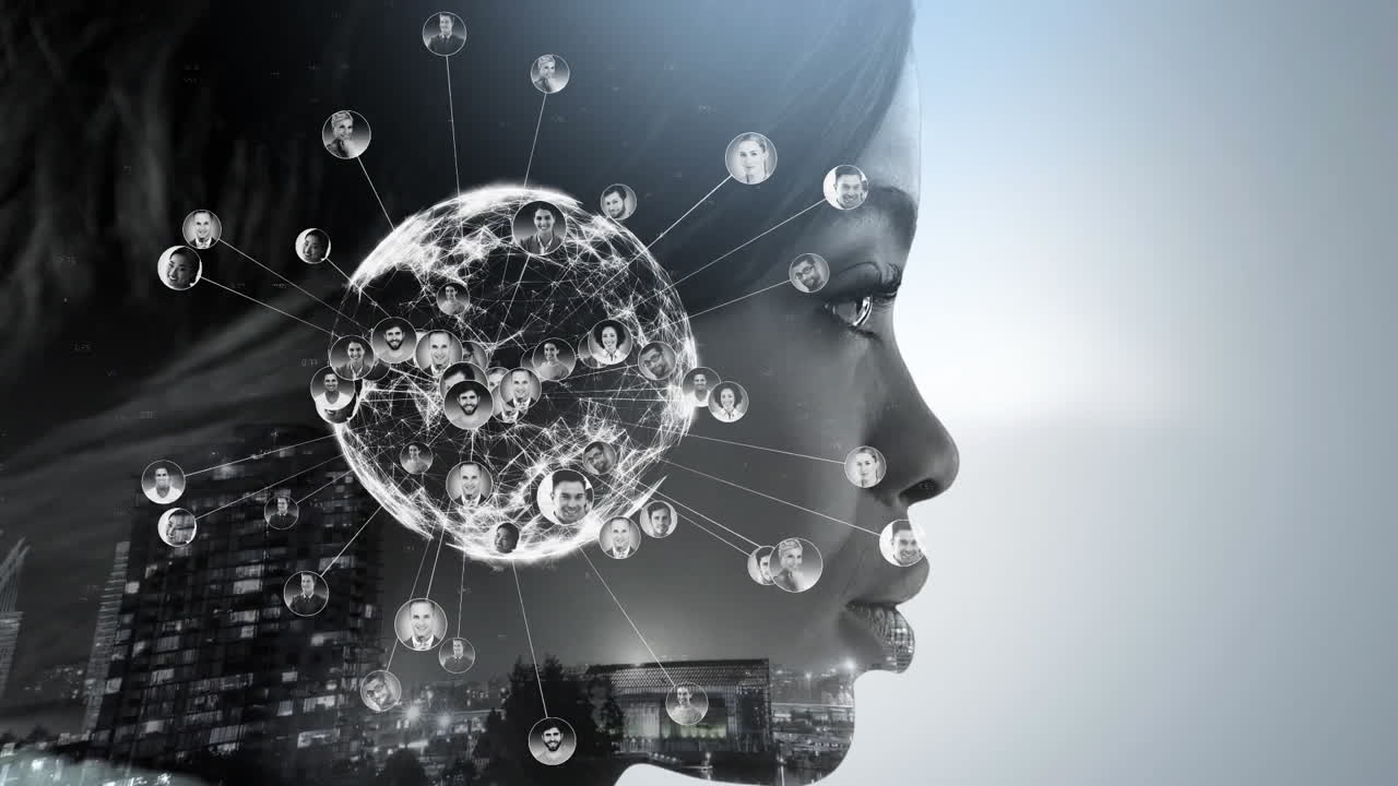 girando el globo con datos y red de conexión