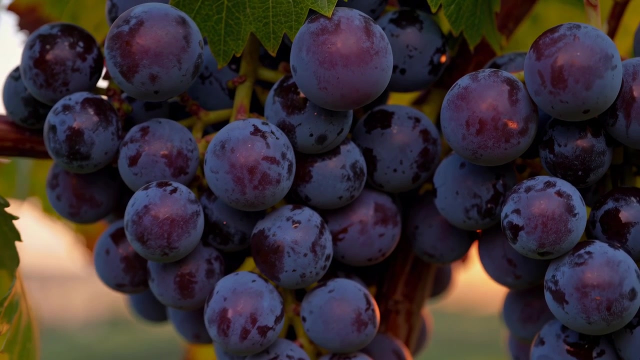 Vista aerea di una tenuta vinicola e primo piano di uva matura