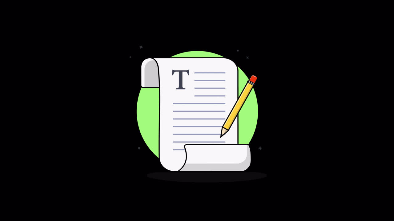 Illustrazione di Matita Animata che Scrive su un Documento
