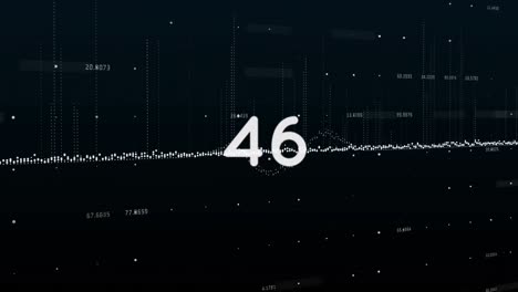 animation of numbers and data processing on black background