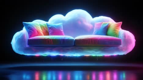 sofá de nube de neón flotante