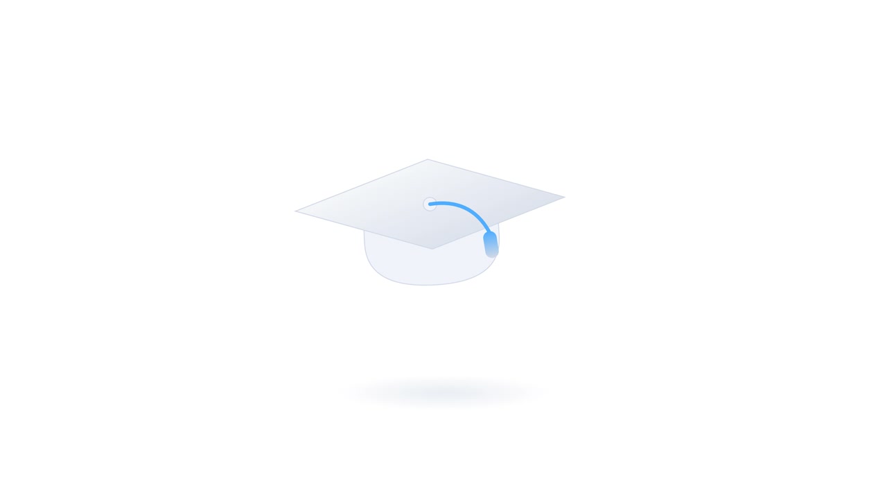 Animazione 3D minimalista di un tocco di laurea