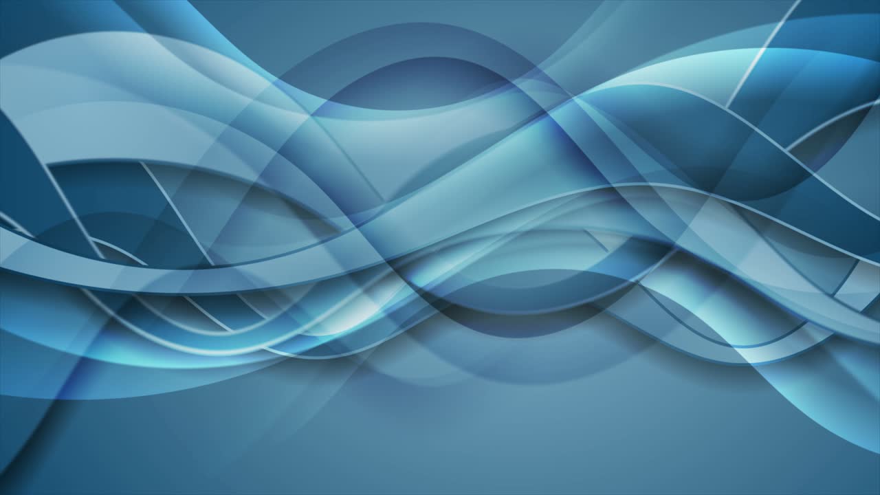 Bright blue shiny glossy waves abstract motion background