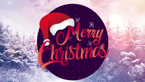 Animation-of-merry-christmas-text-over-fir-trees