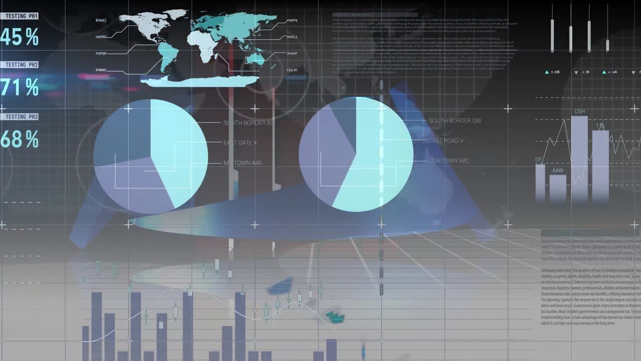 Animation of charts and data processing over world map
