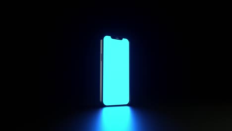 a single-color screen lights up on a phone standing on a dark surface.