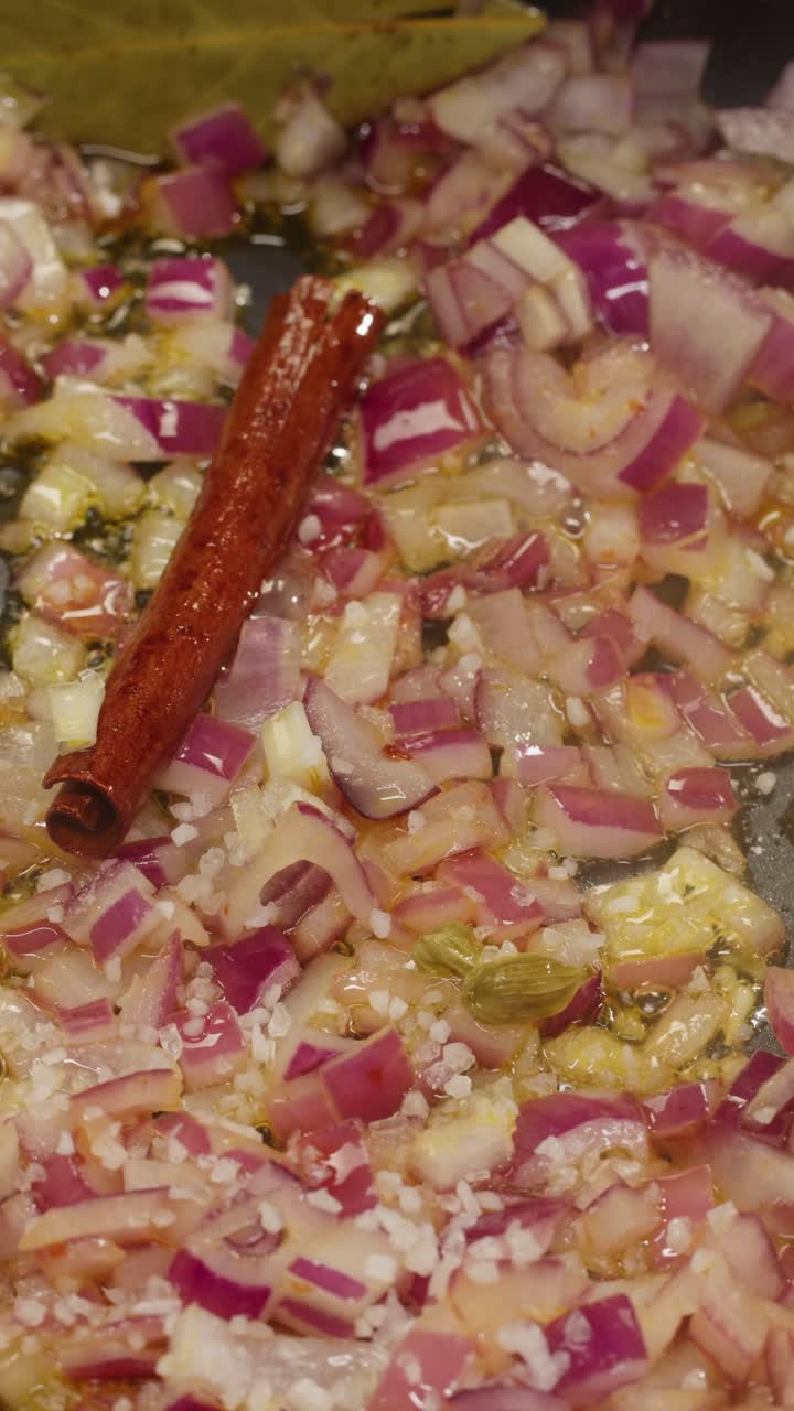 Red Onions and Spices Sautéing