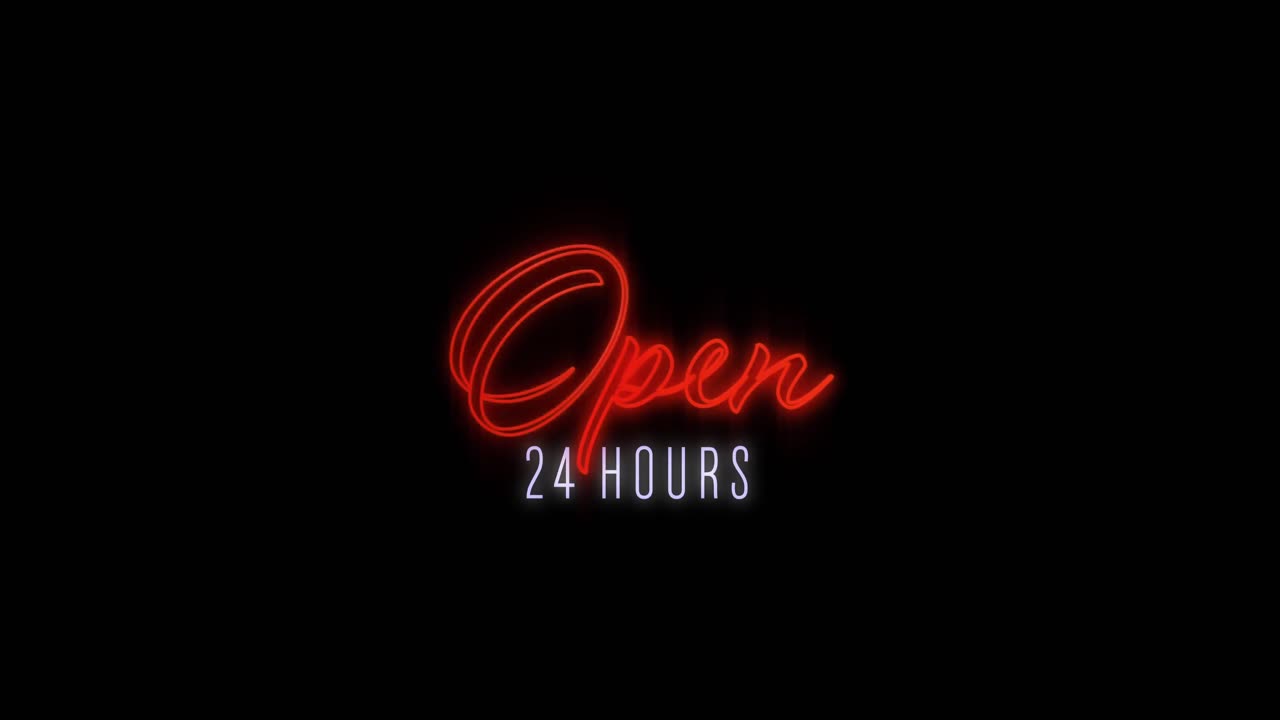 Emerging red Open neon billboard