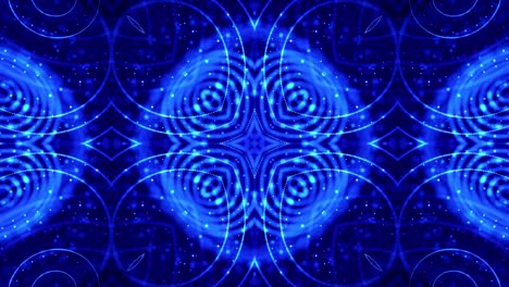 tema abstracto de microworld o nanotecnología. 4k bucle de ciencia ficción 3d fondo con efectos de luz. partículas azul brillante forman líneas, superficies, estructuras simétricas complejas como en el caleidoscopio.