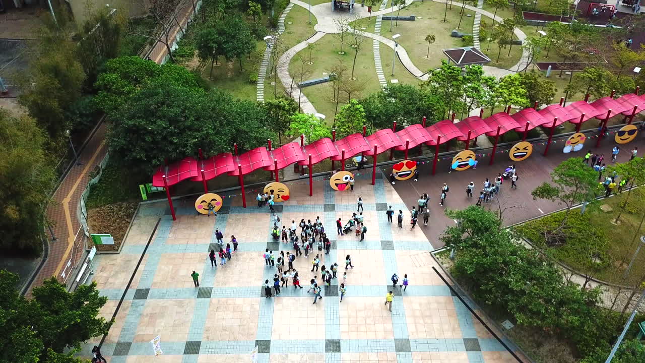Aerial in Big Recreational Garden in Tsang Yi Hong Kong