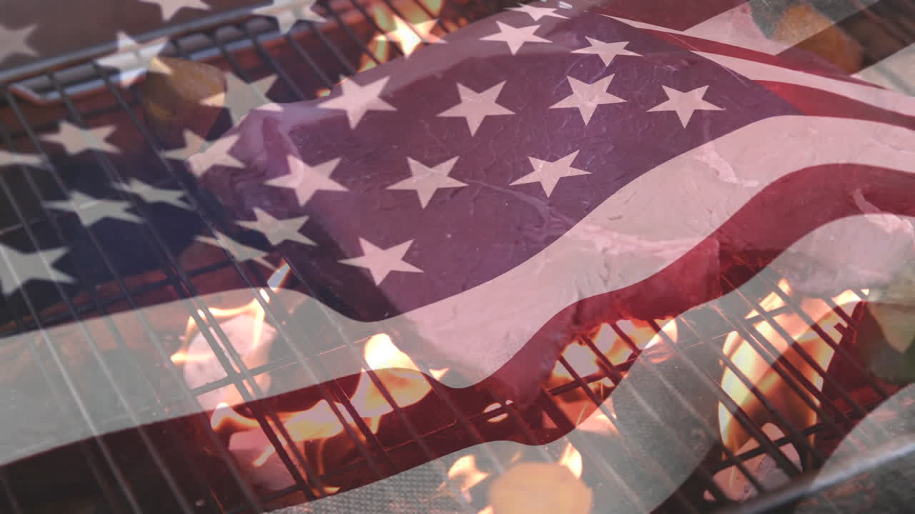 размахивая американским флагом