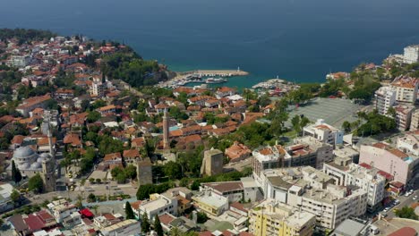 antalya marina with antalya castle