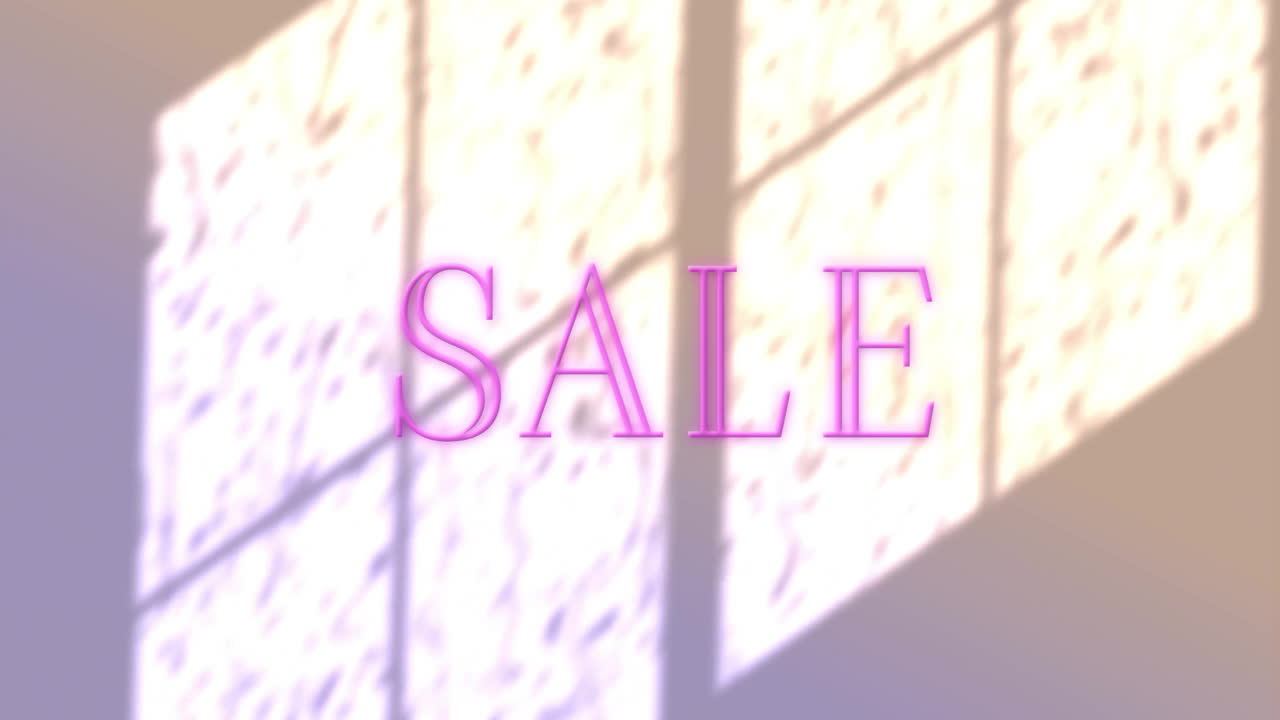 Animation of sale text over shadows of windows