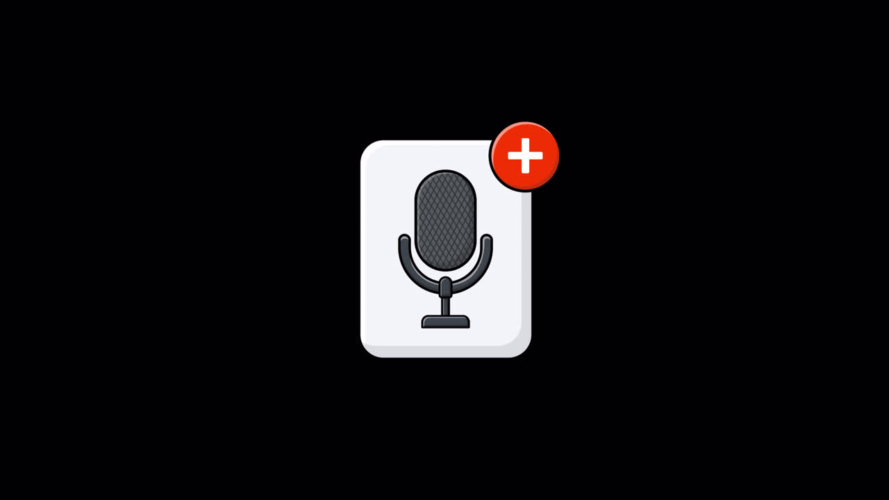 Animated Microphone Icon Appearing on Card with Plus Sign