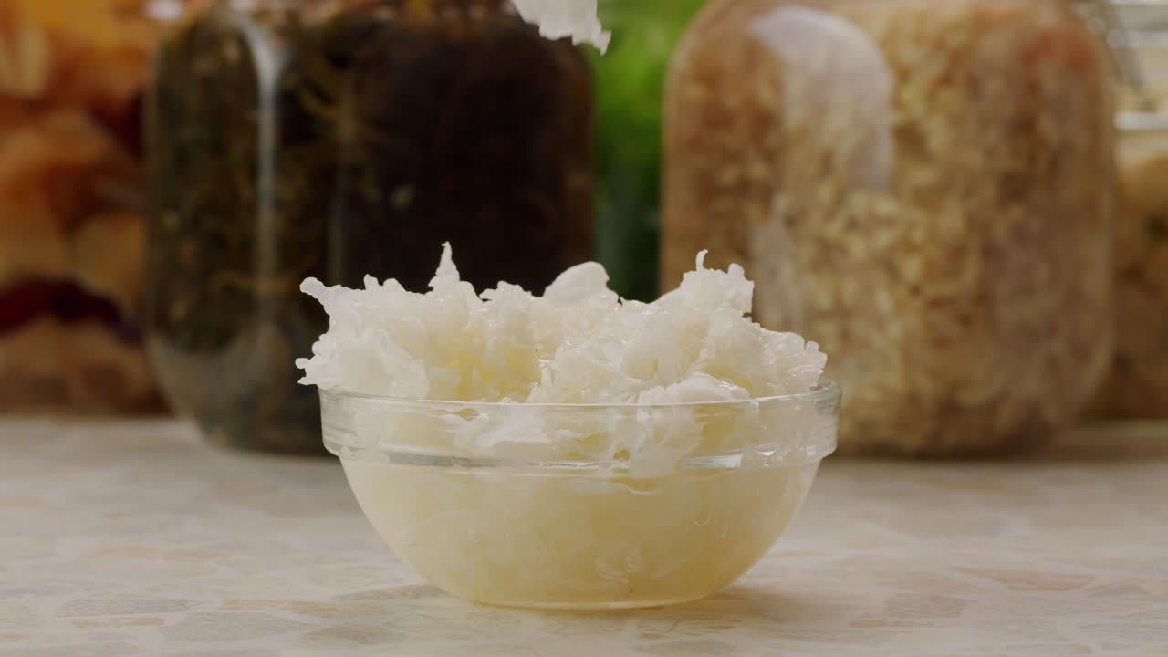 Tremella fermented salted Jamur salju or snow fungus, white colored fungi for food and medicine, popular in China and also Chinese cuisine.
