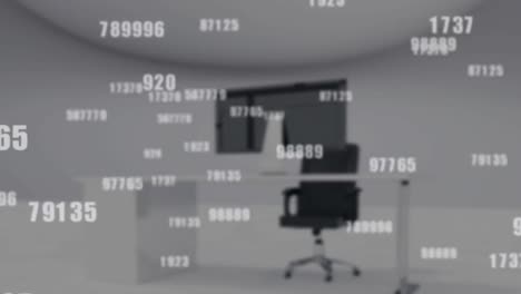 animation of data processing over empty office