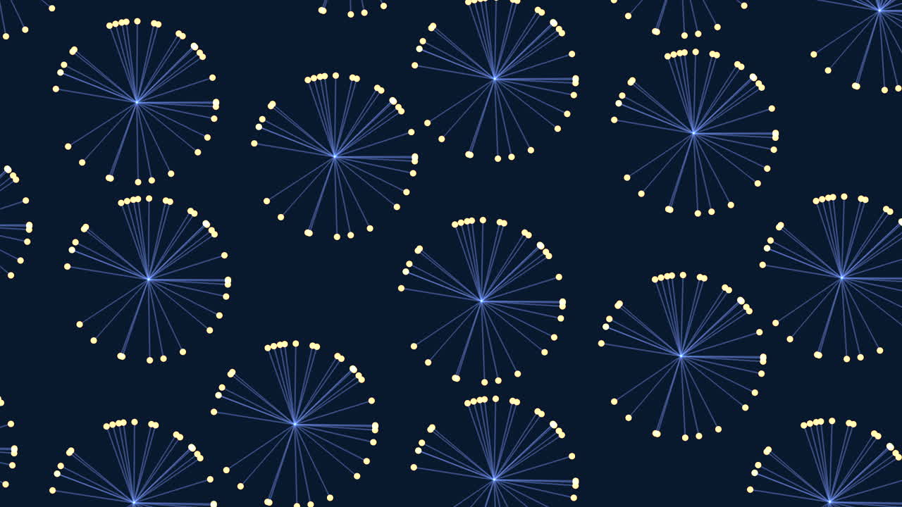 Random circles pattern with blue lines and yellow dots