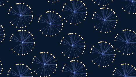 Random circles pattern with blue lines and yellow dots