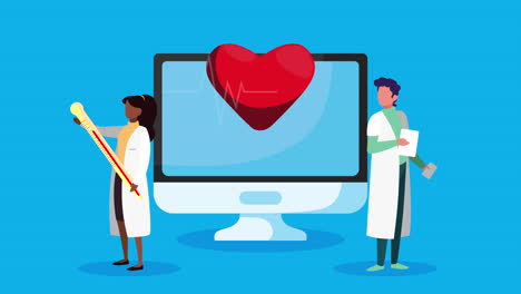 online health technology with desktop and doctors