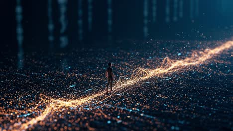 delving into a vivid digital realm brimming with radiant light and abundant data set against a stunning futuristic backdrop