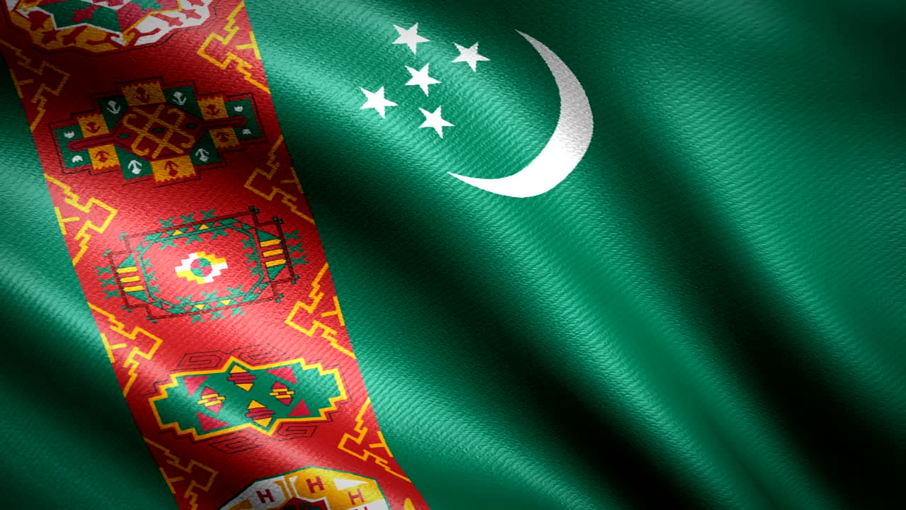 la bandera de turkmenistán. animación de bucle sin costuras. video de alta definición en 4k
