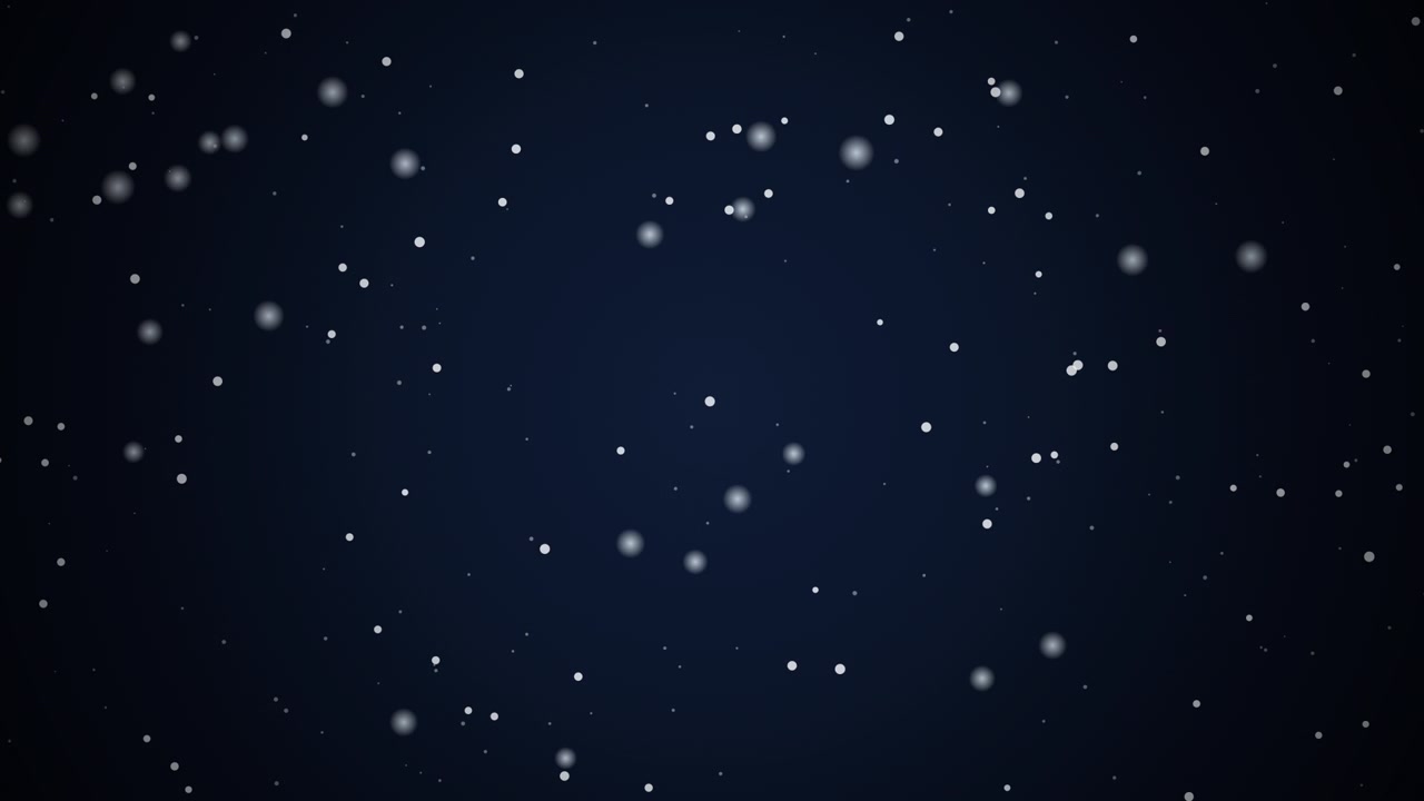 Abstract Motion Background with Floating White Particles on Dark Blue