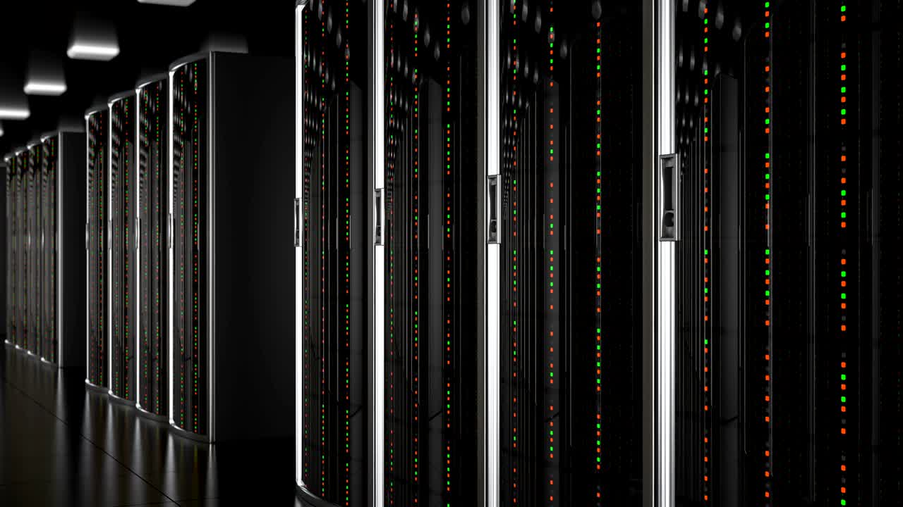 Moving through server room in datacenter, loop