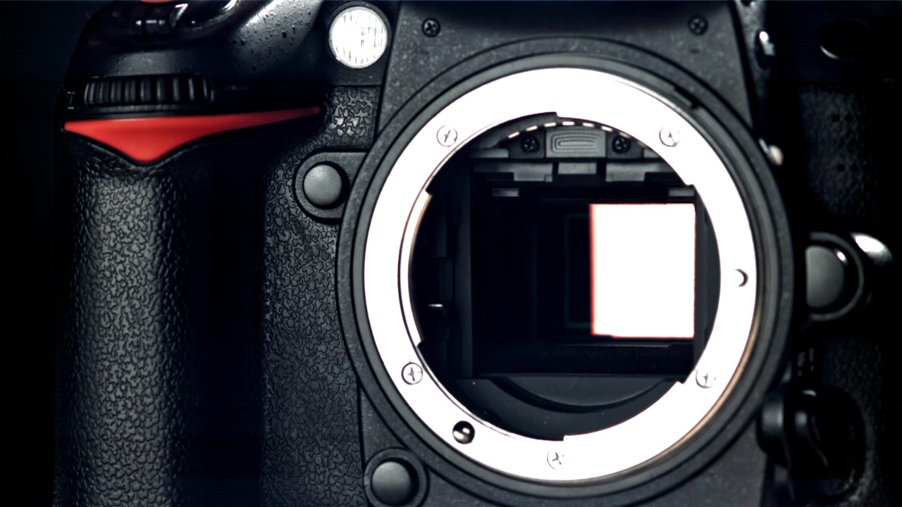 Close-Up of DSLR Camera Shutter and Mirror Mechanism in Action