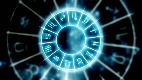 zodiac wheel with horoscope symbols