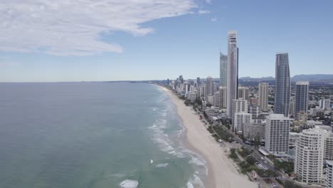 high rise buildings in the city of surfers paradise in gold coast, queensland, australia - aerial drone shot