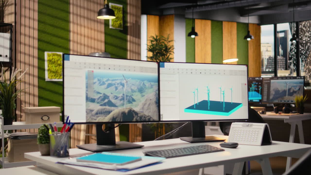 Software CAD di progettazione per turbine eoliche utilizzato per la ricerca sull'energia sostenibile