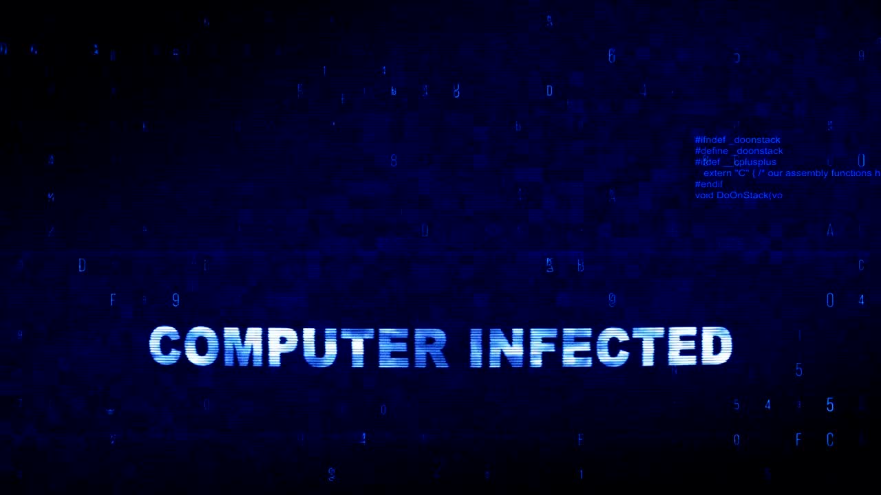 컴퓨터에 감염된 텍스트 디지털 노이즈 트이치 글리치 왜곡 효과 오류 애니메이션